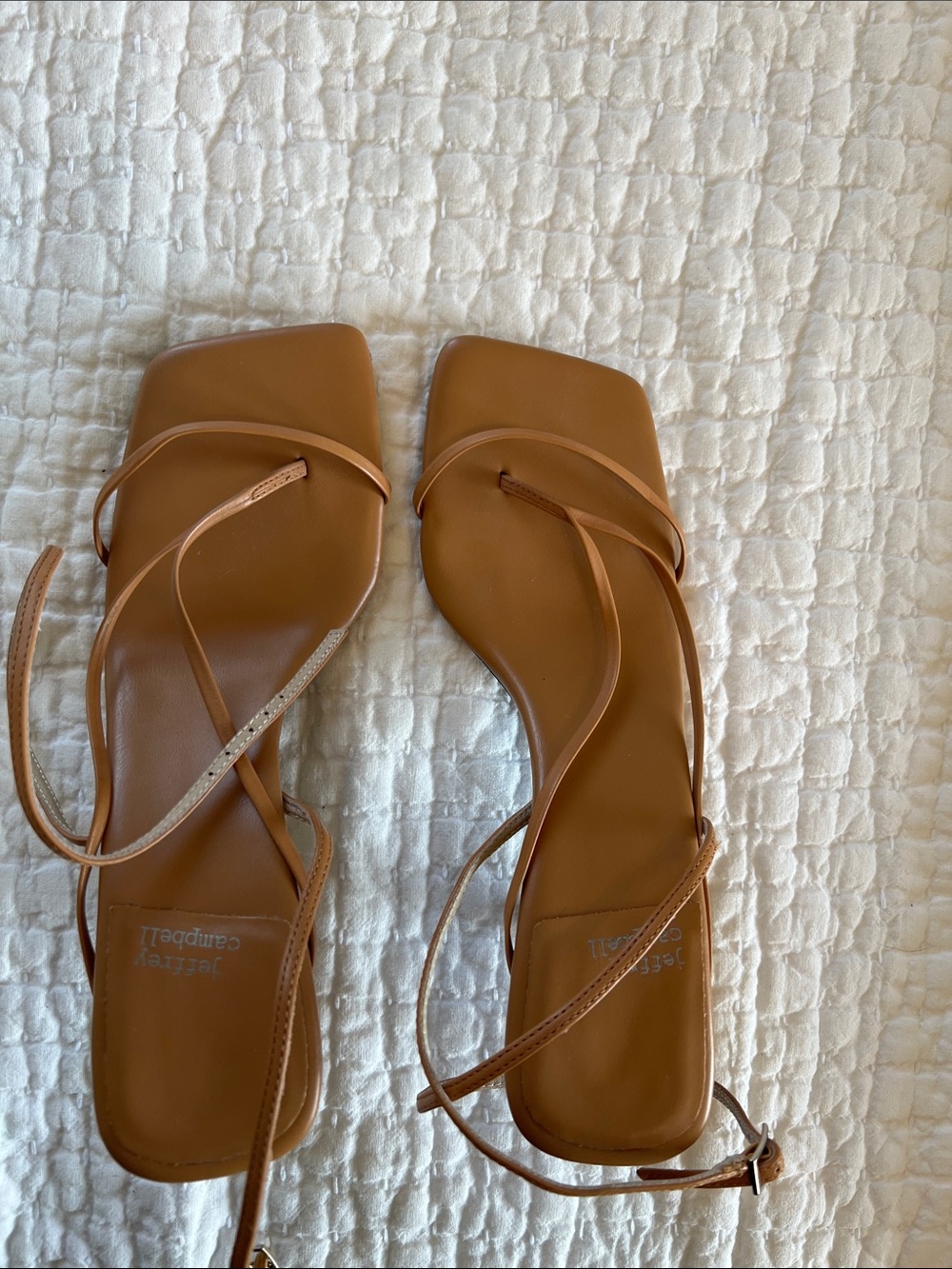 Jeffrey Campbell Women’s Strappy Square-Toe Sandals in Tan